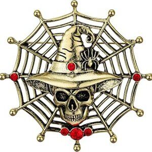 Spider Web Skull Pin Brooch Costume Jewelry Statement Fashion Cos Play